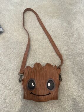 Loungefly Disney Guardians of The Galaxy Brown Groot Faux Leather Crossbody Bag